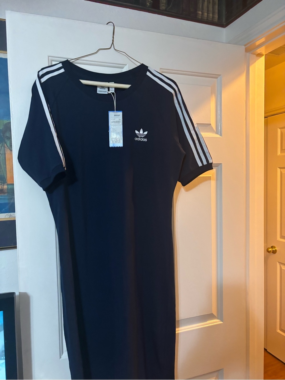 Adidas Women’s Navy Three-Stripe Dress NWT,XL